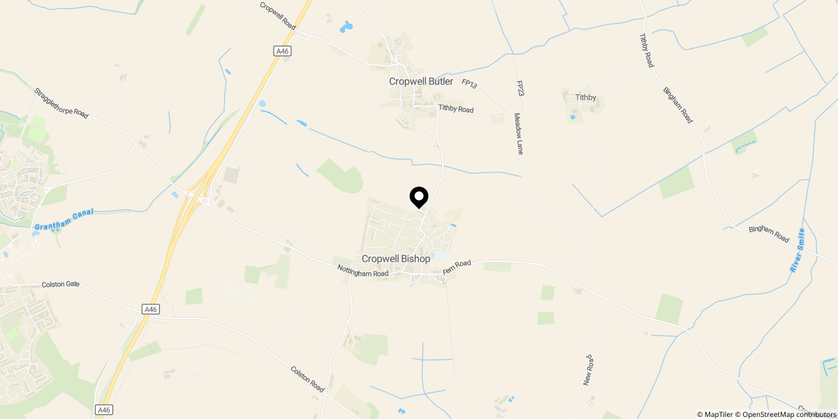 Approximate location of Hardys Close, Cropwell Bishop, Nottingham, NG12 3GQ