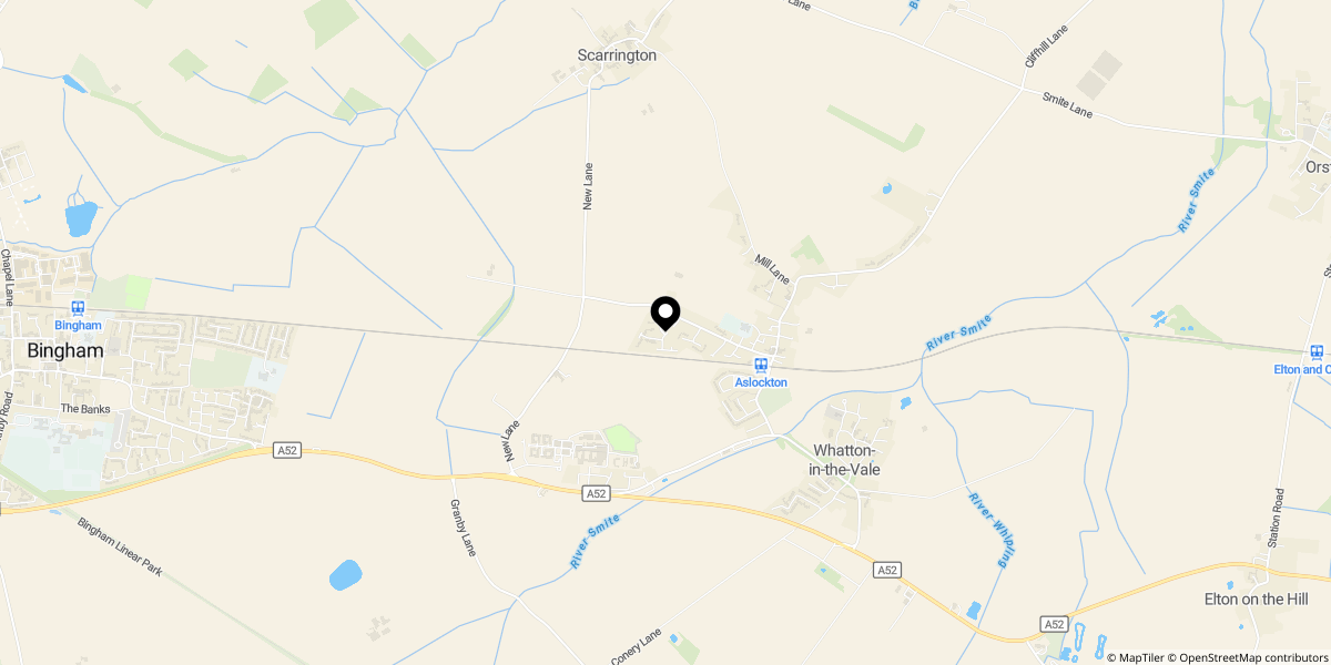 Approximate location of Thornfield Way, Aslockton, Nottingham, NG13 9DJ